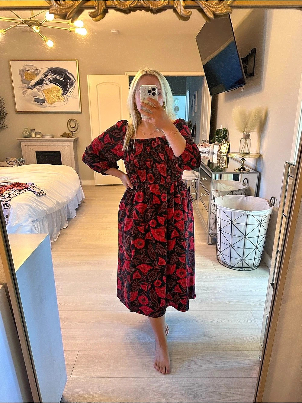 Latino Heritage Month Floral Midi Dress Size Large Like New